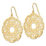 Load image into Gallery viewer, 14k Yellow Gold Round Lace Filigree Festive Merry Dangle Earrings