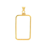 Lataa kuva Galleria-katseluun, 14K Yellow Gold Pamp Suisse Lady Fortuna 1 oz Bar Bezel Screw Top Frame Mounting Holder Pendant Charm