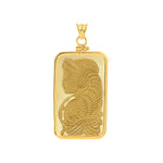 Lataa kuva Galleria-katseluun, 14K Yellow Gold Pamp Suisse Lady Fortuna 1 oz Bar Bezel Screw Top Frame Mounting Holder Pendant Charm