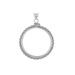 Indlæs billede til gallerivisning Sterling Silver Canada Canadian Maple Leaf 1 oz Coin Bezel Rope Design Screw Top Frame Mounting Holder Pendant Charm