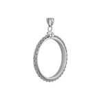 Indlæs billede til gallerivisning Sterling Silver Canada Canadian Maple Leaf 1 oz Coin Bezel Rope Design Screw Top Frame Mounting Holder Pendant Charm