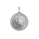 Indlæs billede til gallerivisning Sterling Silver Canada Canadian Maple Leaf 1 oz Coin Bezel Rope Design Screw Top Frame Mounting Holder Pendant Charm