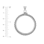 Indlæs billede til gallerivisning Sterling Silver Canada Canadian Maple Leaf 1 oz Coin Bezel Rope Design Screw Top Frame Mounting Holder Pendant Charm