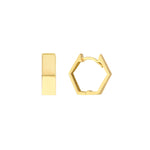 Ladda upp bild till gallerivisning, 10k Yellow Gold Pentagon Shaped Geometric Hoop Earrings