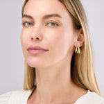 Load image into Gallery viewer, 14k Yellow Gold Puffy Pentagon Shaped Geometric Design Hoop Earrings