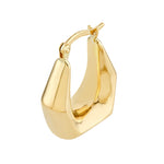 Load image into Gallery viewer, 14k Yellow Gold Puffy Pentagon Shaped Geometric Design Hoop Earrings