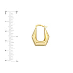 Load image into Gallery viewer, 14k Yellow Gold Puffy Pentagon Shaped Geometric Design Hoop Earrings