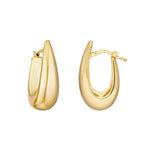 將圖片載入圖庫檢視器 14k Yellow Gold Puffy Graduated Oval Modern Contemporary Hoop Earrings