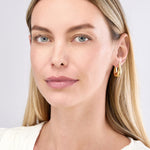 將圖片載入圖庫檢視器 14k Yellow Gold Puffy Graduated Oval Modern Contemporary Hoop Earrings