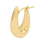 將圖片載入圖庫檢視器 14k Yellow Gold Puffy Graduated Oval Modern Contemporary Hoop Earrings