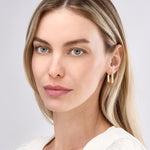 이미지를 갤러리 뷰어에 로드 , 14k Yellow Gold Puffy Square Geometric Design Hoop Earrings