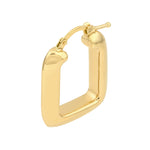 이미지를 갤러리 뷰어에 로드 , 14k Yellow Gold Puffy Square Geometric Design Hoop Earrings