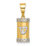 Indlæs billede til gallerivisning 14k Yellow Gold and Rhodium Mezuzah Pendant Charm