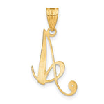 將圖片載入圖庫檢視器 14K Yellow Gold Diamond Initial Letter A Cursive Script Alphabet Pendant Charm