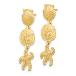 Load image into Gallery viewer, 14k Yellow Gold Sand Dollar Starfish Clam Scallop Shell Dangle Earrings