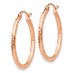 이미지를 갤러리 뷰어에 로드 , 14K Rose Gold Diamond Cut Classic Round Hoop Earrings 25mm x 2mm