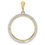 Load image into Gallery viewer, 14K Gold Two Tone Diamond 1 oz Maple Leaf 1/2 oz Cat Coin Holder Holds 30mm Coin Bezel Prong Pendant Charm