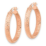 Load image into Gallery viewer, 14k Rose Gold 25mm x 3.75mm Diamond Cut Inside Outside Round Hoop Earrings