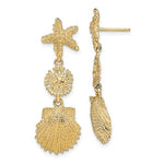 Load image into Gallery viewer, 14k Yellow Gold Sand Dollar Starfish Clam Scallop Shell Dangle Earrings