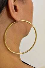 이미지를 갤러리 뷰어에 로드 , 14K Yellow Gold 80mm x 3mm Extra Large Giant Gigantic Big Lightweight Round Classic Hoop Earrings