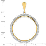 Load image into Gallery viewer, 14K Gold Two Tone Diamond 1 oz Maple Leaf 1/2 oz Cat Coin Holder Holds 30mm Coin Bezel Prong Pendant Charm