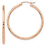 Afbeelding in Gallery-weergave laden, 14K Rose Gold Diamond Cut Classic Round Hoop Earrings 35mm x 2mm