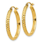 Load image into Gallery viewer, 14k Yellow Gold 25mm x 2.5mm Diamond Cut Round Hoop Earrings