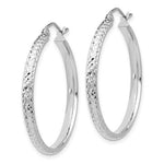 Cargar imagen en el visor de la galería, 14k White Gold 30mm x 2.5mm Diamond Cut Round Hoop Earrings