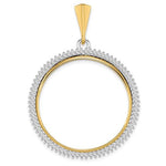 Load image into Gallery viewer, 14K Gold Two Tone Diamond 1 oz Maple Leaf 1/2 oz Cat Coin Holder Holds 30mm Coin Bezel Prong Pendant Charm