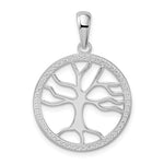 Afbeelding in Gallery-weergave laden, 925 sterling silver Tree of Life cut out pendant charm rhodium plated 29mm x 20mm front view