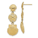 Załaduj obraz do przeglądarki galerii, 14k Yellow Gold Sand Dollar Starfish Clam Scallop Shell Dangle Earrings