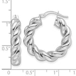 이미지를 갤러리 뷰어에 로드 , 14k White Gold Classic Round Twisted Hoop Earrings 25mm x 5.3mm