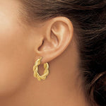 이미지를 갤러리 뷰어에 로드 , 14k Yellow Gold Classic Round Twisted Textured Hoop Earrings 25mm x 5.7mm