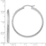 Load image into Gallery viewer, 14k White Gold 38mm x 2.5mm Diamond Cut Round Hoop Earrings
