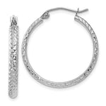 Load image into Gallery viewer, 14k White Gold 24mm x 2.5mm Diamond Cut Round Hoop Earrings