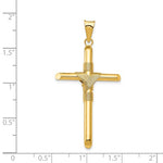 이미지를 갤러리 뷰어에 로드 , 14k Yellow Gold Cross Polished 3D Hollow Pendant Charm 46mm x 23mm