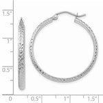 Cargar imagen en el visor de la galería, 14k White Gold 30mm x 2.5mm Diamond Cut Round Hoop Earrings