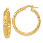 Load image into Gallery viewer, 14k Yellow Gold 25mm x 3.75mm Diamond Cut Inside Outside Round Hoop Earrings