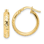 Load image into Gallery viewer, 14K Yellow Gold 18mm x 4mm Diamond Cut Round Hoop Earrings