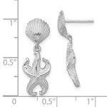 Kép betöltése a galériamegjelenítőbe: 14k White Gold Seashell Starfish Clam Scallop Shell Dangle Earrings