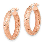 Load image into Gallery viewer, 14k Rose Gold 19mm x 3.75mm Diamond Cut Inside Outside Round Hoop Earrings