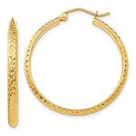 Load image into Gallery viewer, 14k Yellow Gold 30mm x 2.5mm Diamond Cut Round Hoop Earrings