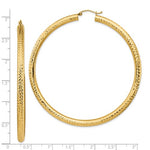 Afbeelding in Gallery-weergave laden, 14K Yellow Gold Diamond Cut Round Hoop Earrings 70mm x 4mm