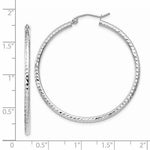 이미지를 갤러리 뷰어에 로드 , 14K White Gold Diamond Cut Round Hoop Textured Earrings 40mm x 2mm