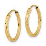 Load image into Gallery viewer, 14k Yellow Gold 16mm x 1.35mm Diamond Cut Round Endless Hoop Earrings