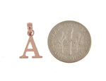 將圖片載入圖庫檢視器 14K Rose Gold Uppercase Initial Letter A Block Alphabet Pendant Charm
