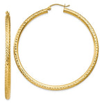 Afbeelding in Gallery-weergave laden, 14K Yellow Gold Large Diamond Cut Classic Round Hoop Earrings 55mm x 3mm