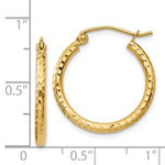 Afbeelding in Gallery-weergave laden, 14K Yellow Gold Diamond Cut Round Hoop Textured Earrings 20mm x 2mm