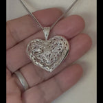 Load and play video in Gallery viewer, Sterling Silver Puffy Filigree Heart 3D Large Pendant Charm
