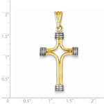 Carica l'immagine nel visualizzatore di Gallery, 14k Yellow Gold and Rhodium Cross Pendant Charm